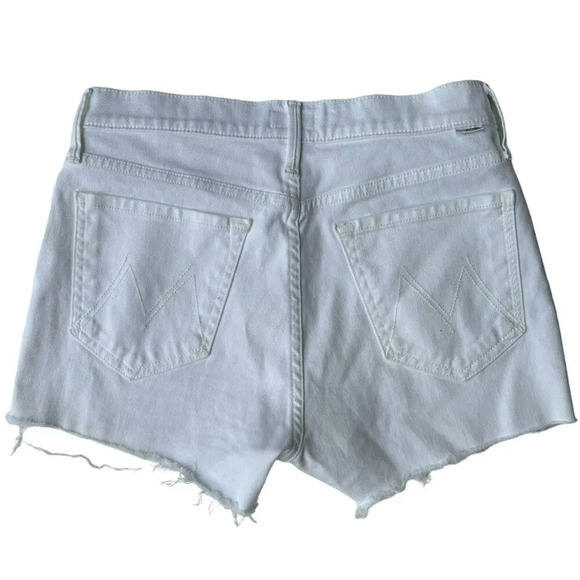 Mother The Charmer Fray Short in Glass Slipper White Denim w/ Stretch Size 26 - Picture 2 of 7